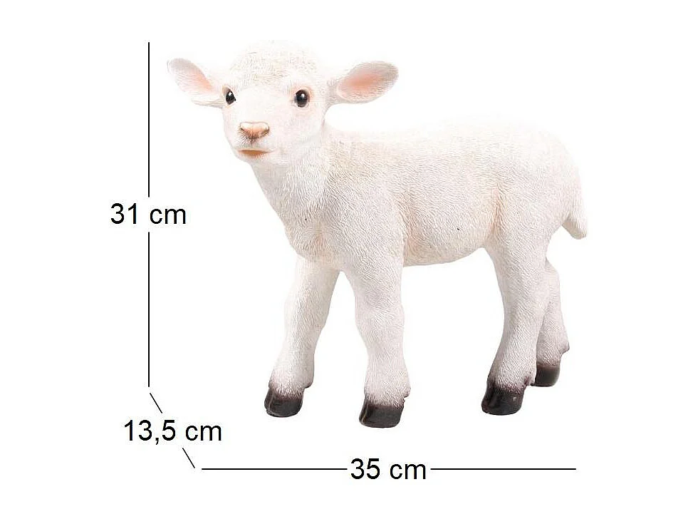Agneau blanc en résine Debout - 35 x 13,5 x 31 cm