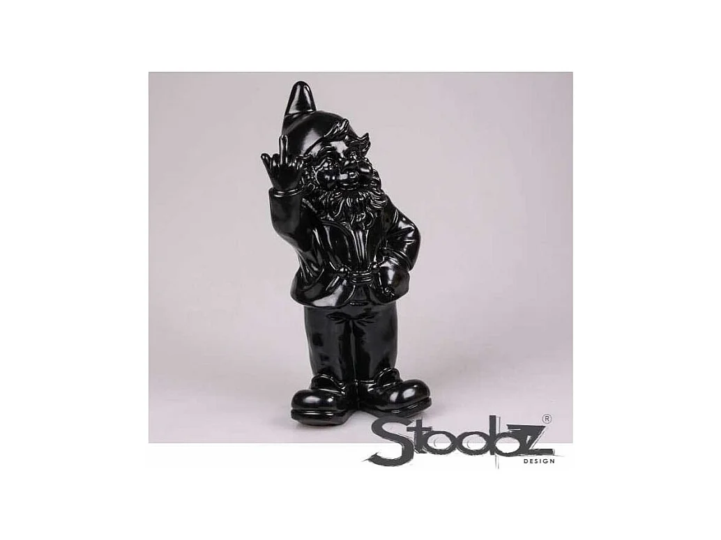 Nain de jardin en résine doigt d'honneur 7 x 8 x 20 cm Noir