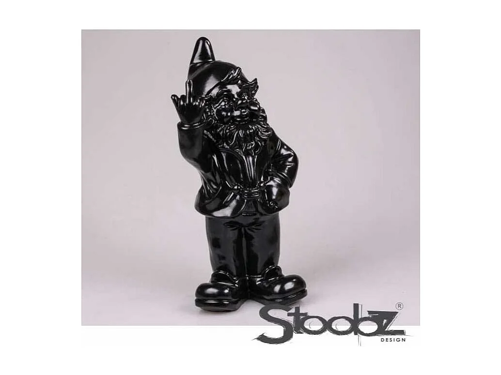 Nain de jardin en résine doigt d'honneur 7 x 8 x 20 cm Noir