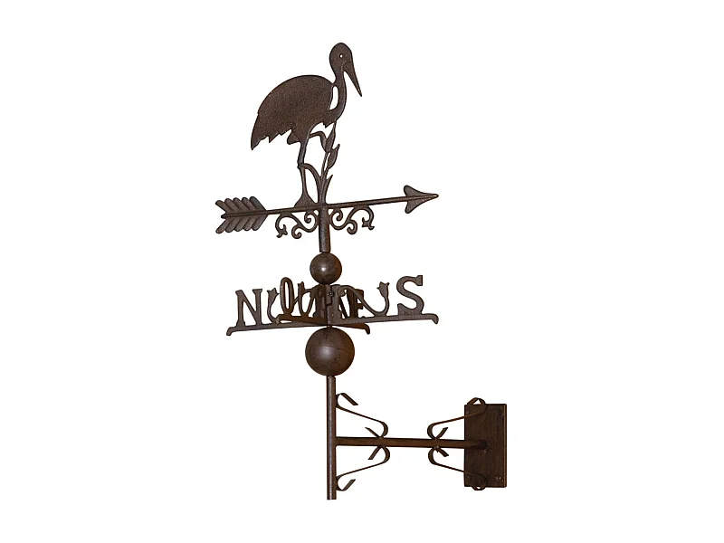 Girouette cigogne avec frise en fonte