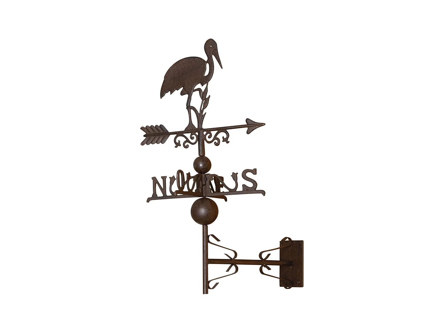 Girouette cigogne avec frise en fonte