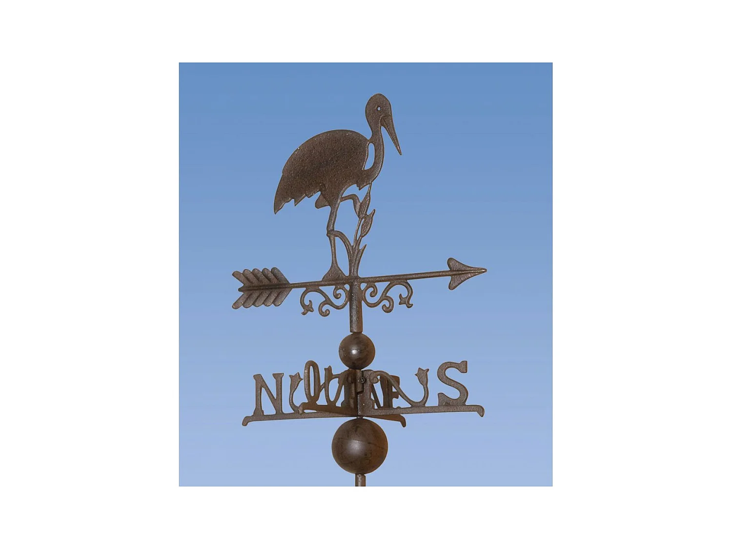 Girouette cigogne avec frise en fonte