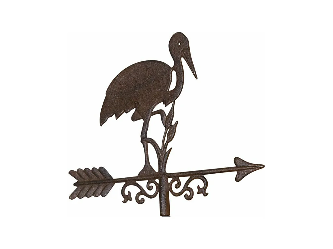 Girouette cigogne avec frise en fonte