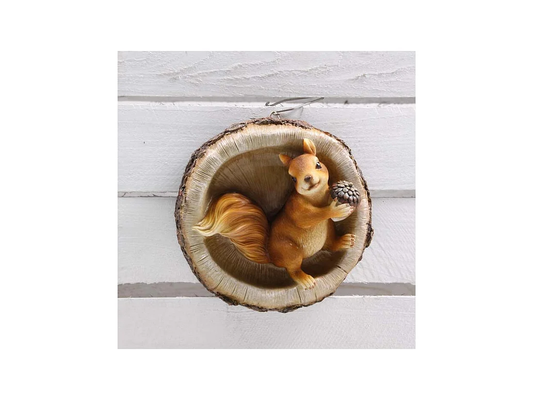 Décoration murale en résine Ecureuil Tronc d'arbre