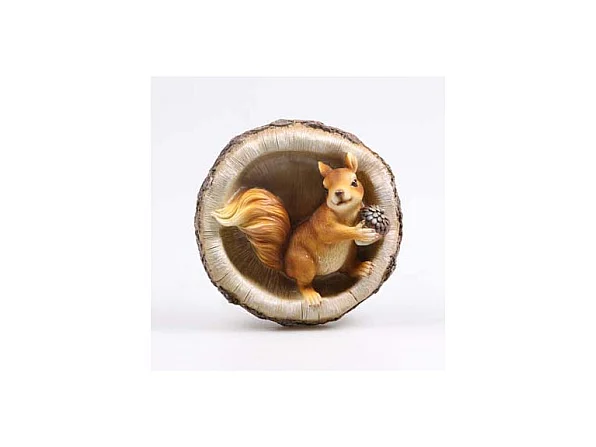 Décoration murale en résine Ecureuil Tronc d'arbre