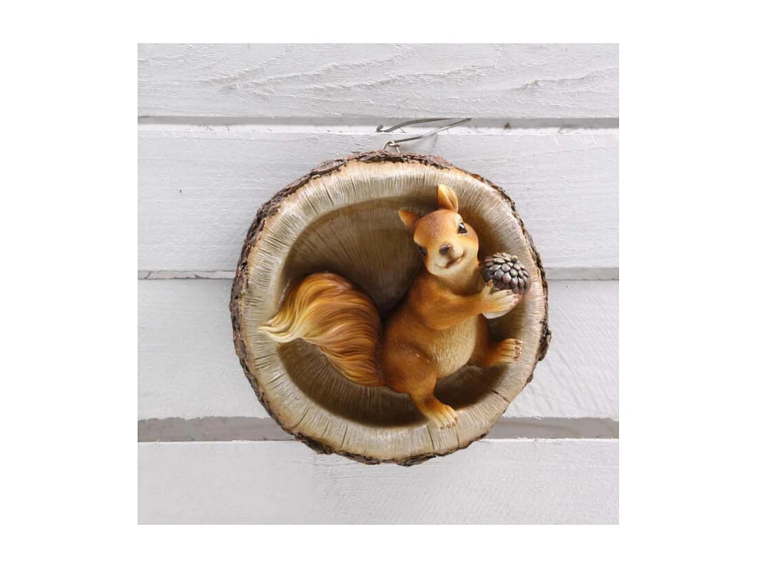 Décoration murale en résine Ecureuil Tronc d'arbre