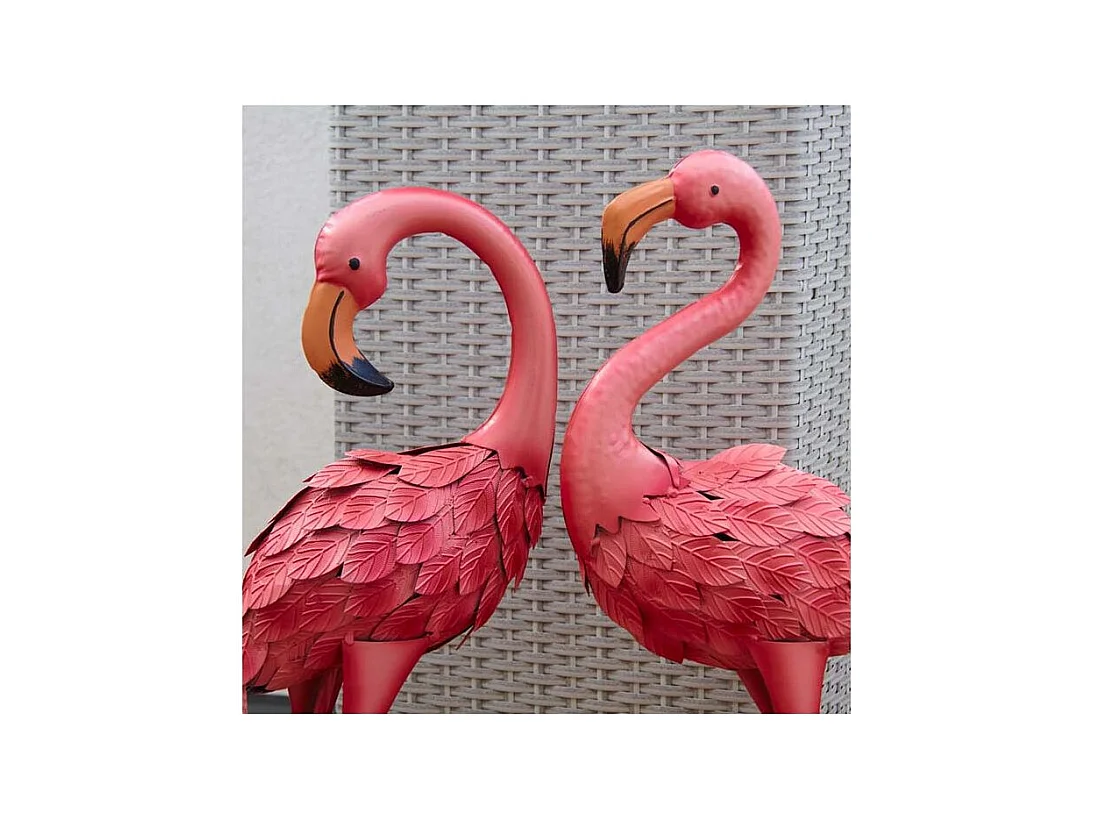 Rosa Flamingo aus matt lackiertem Metall (2er-Set)