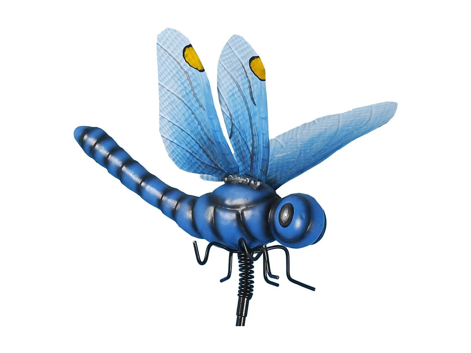 Libellule bleue sur pic en métal 102 cm