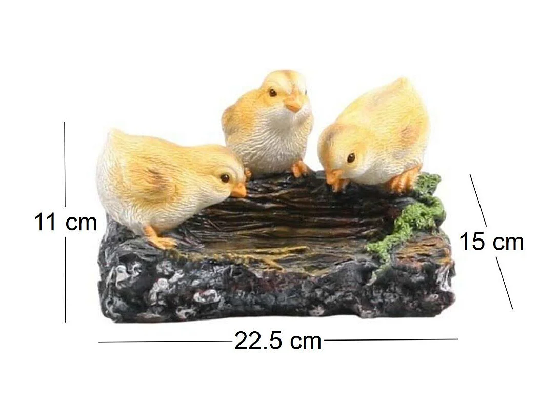 Poussins sur branche en résine 22.5 x 15 x 11 cm
