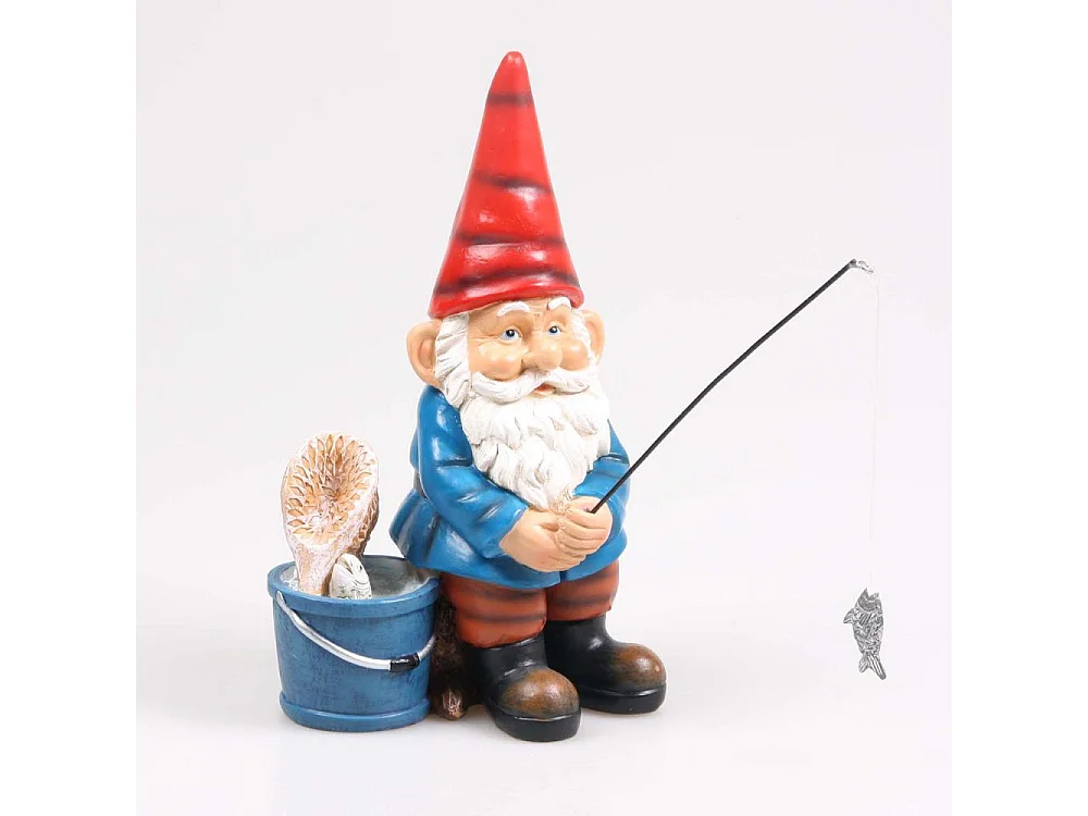 Gnome de jardin Pêche à la ligne