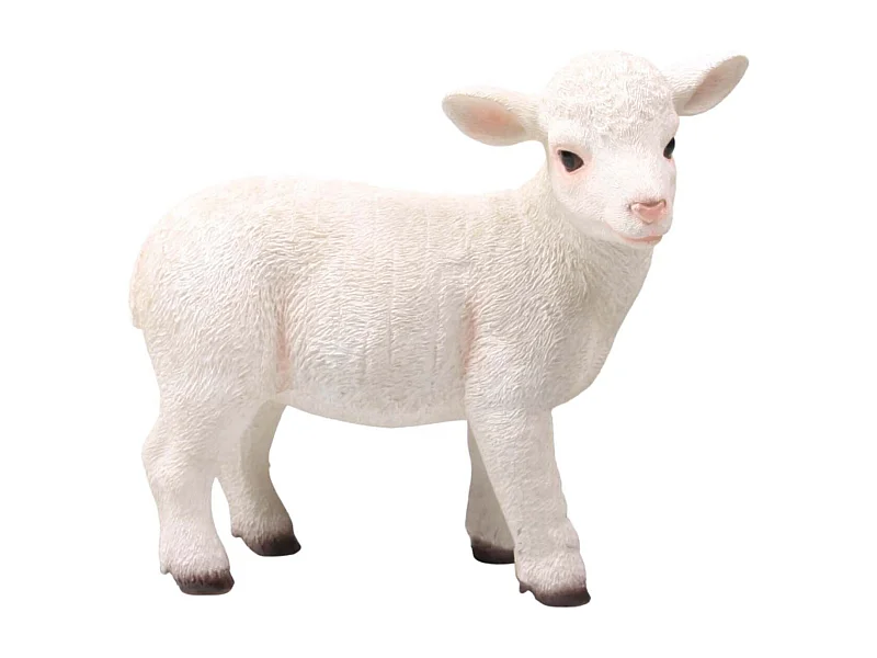Agneau blanc en résine Debout - 21,5 x 11 x 19 cm