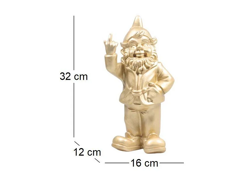 Nain de jardin en résine F*ck 16 x 12 x 32 cm