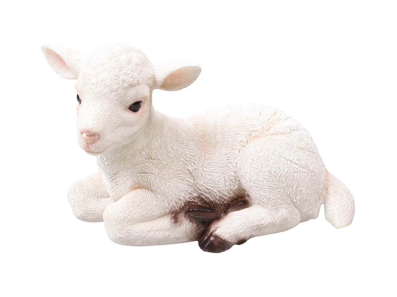 Agneau blanc en résine Couché 1