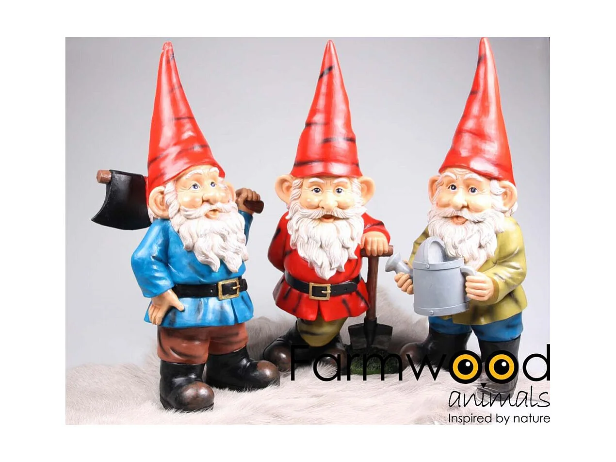 Gnomo de jardín con hacha en resina André L