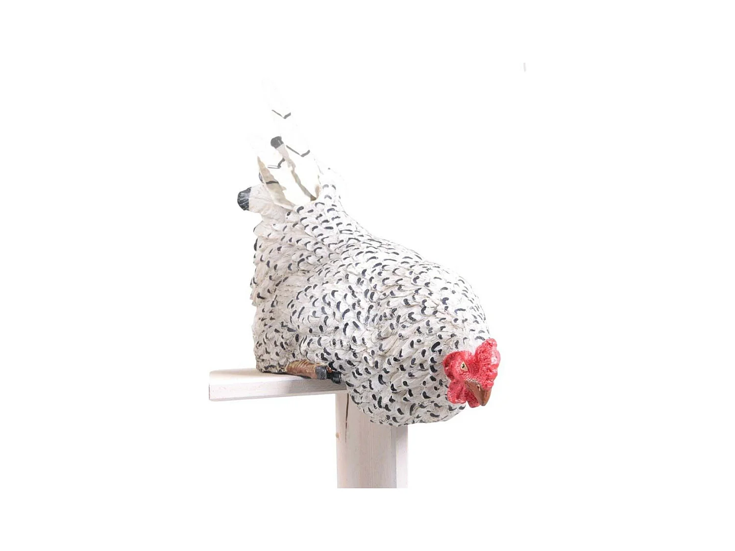 Poule avec queue en métal assise sur le bord 23 x 14 x 24 cm