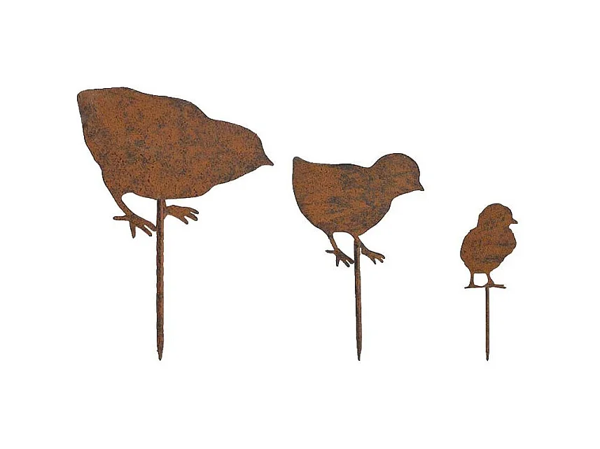 Set 3 piques pour jardinière famille oiseaux