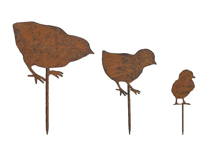 Set 3 piques pour jardinière famille oiseaux