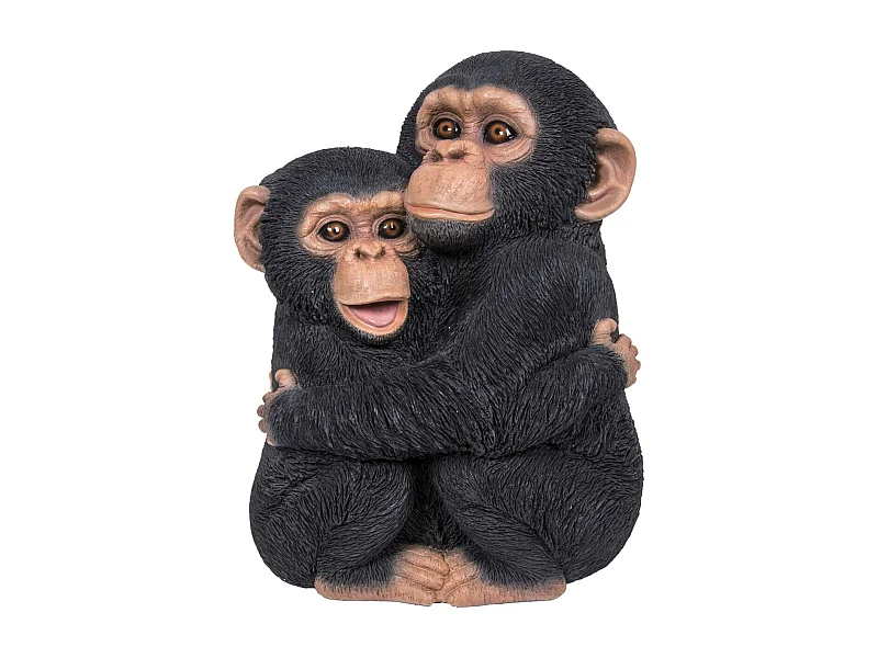 Chimpanzés enlacés en résine 35 cm