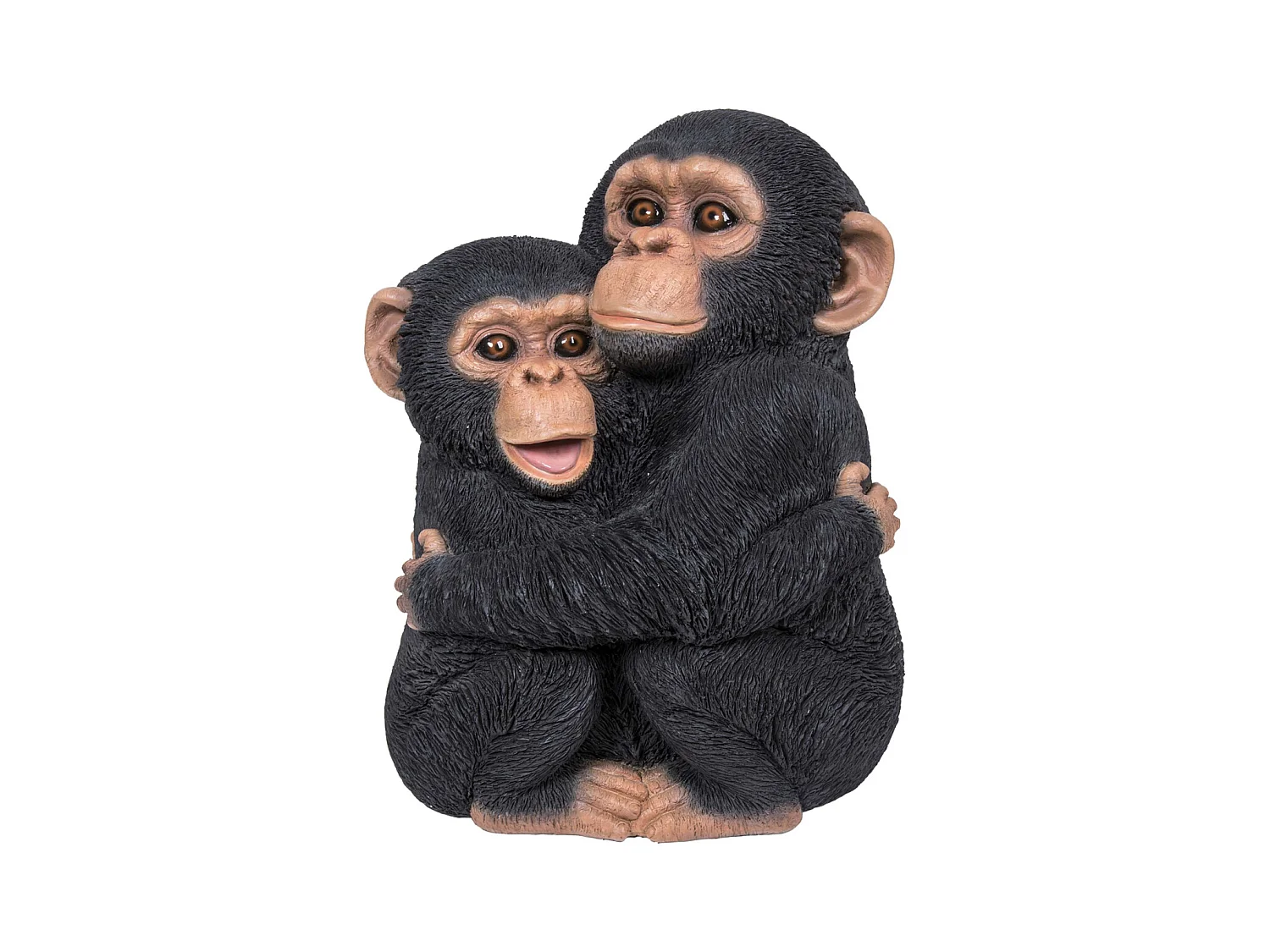Chimpanzés enlacés en résine 35 cm