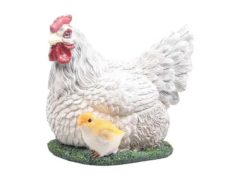 Poule couvant avec poussin en résine 17 x 23 x 19 cm
