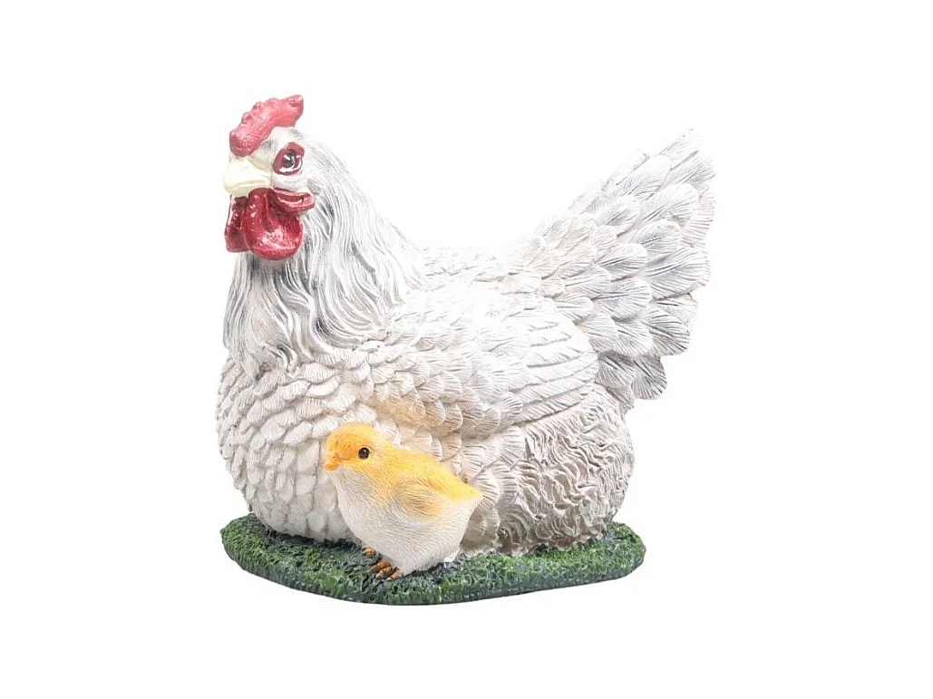 Poule couvant avec poussin en résine 17 x 23 x 19 cm