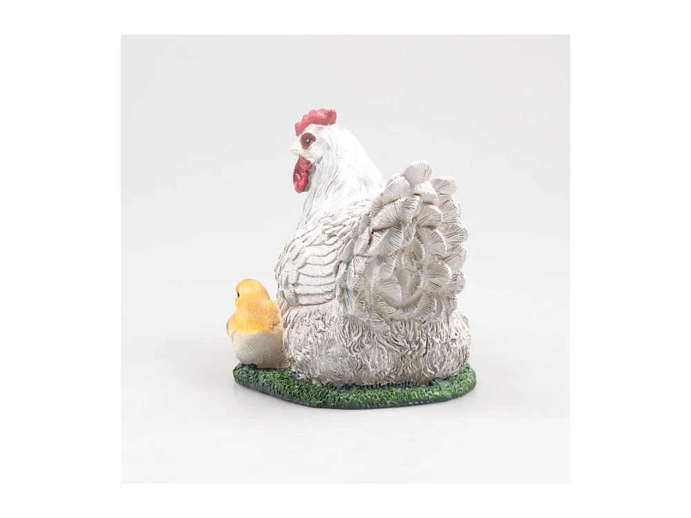 Poule couvant avec poussin en résine 17 x 23 x 19 cm