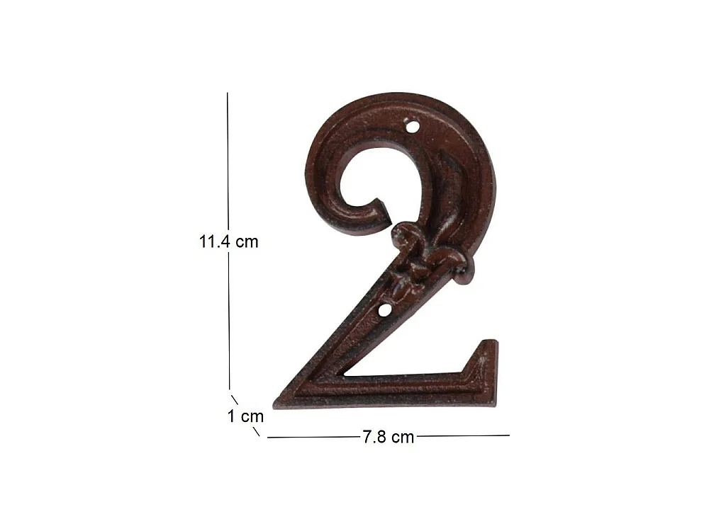 Numéro de maison en fonte Chiffre 2