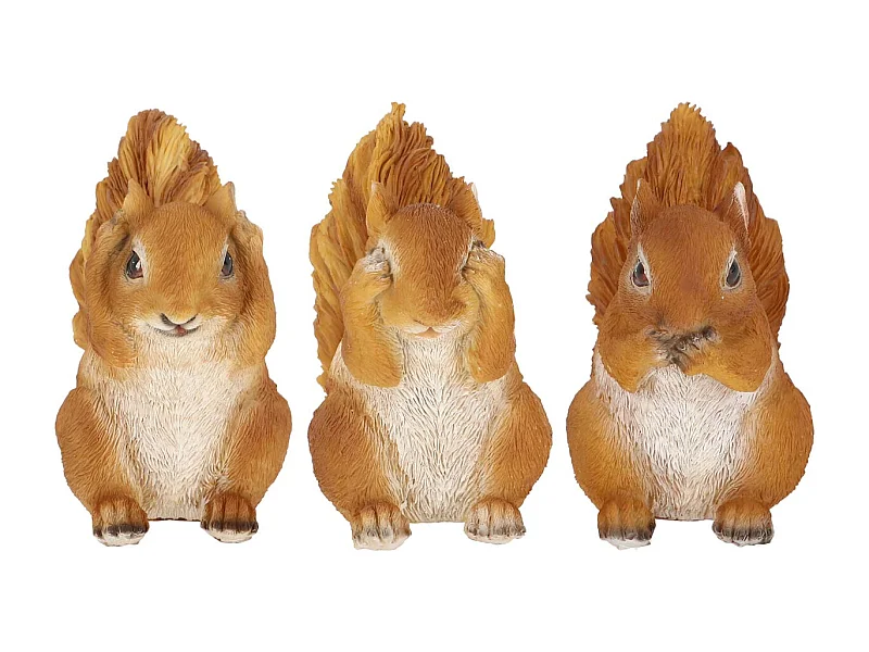 Ecureuils expressifs en résine (Lot de 3)