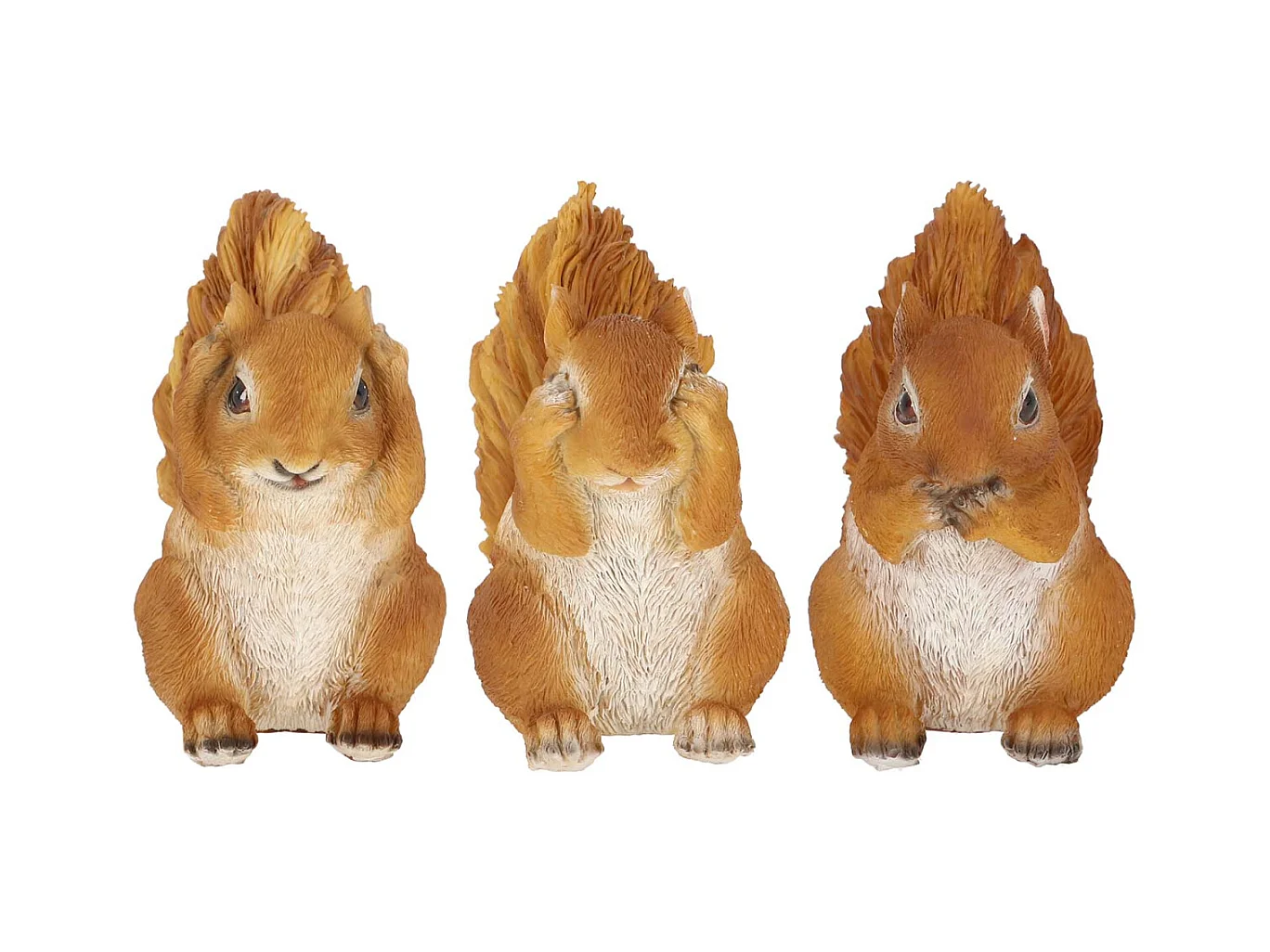 Ecureuils expressifs en résine (Lot de 3)