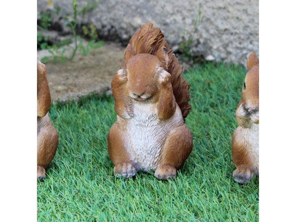 Ecureuils expressifs en résine (Lot de 3)