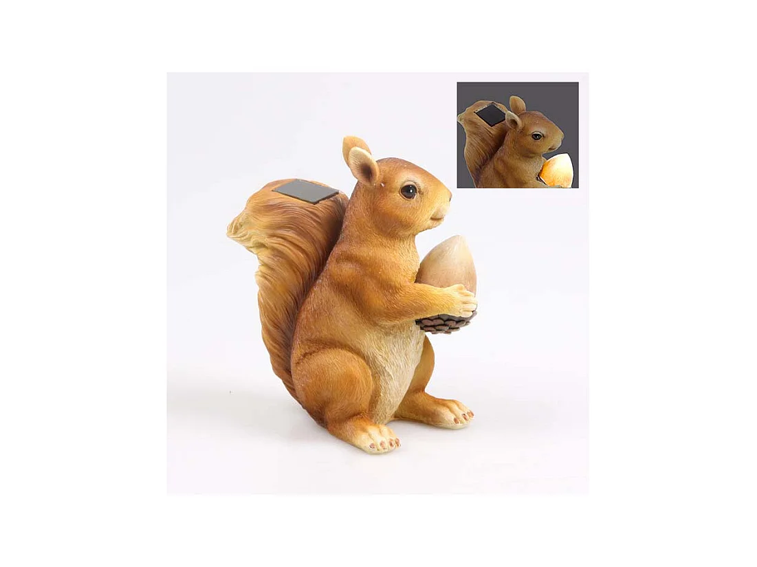 Ecureuil en résine avec gland lumineux