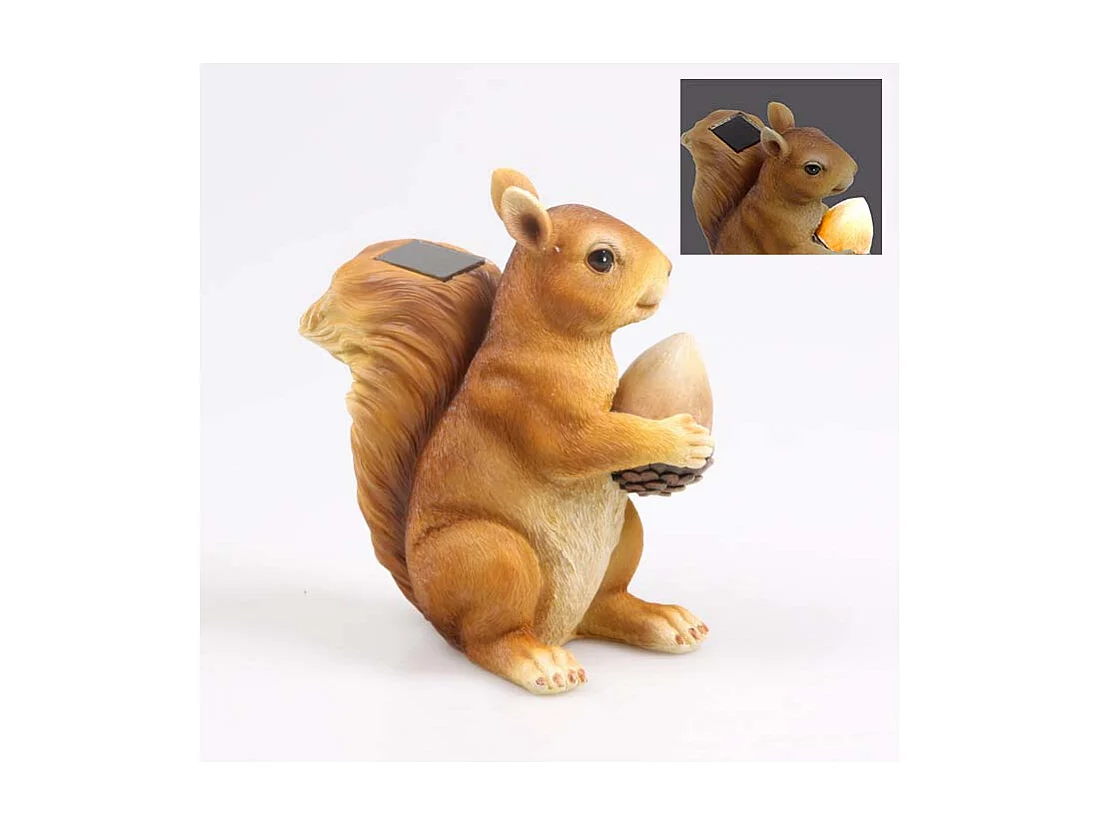 Ecureuil en résine avec gland lumineux
