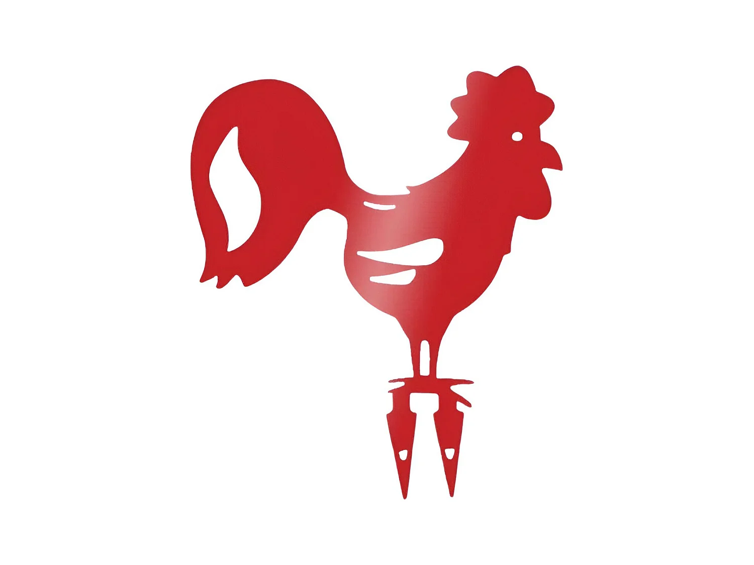 Coq décoratif en acier coloré sur pic