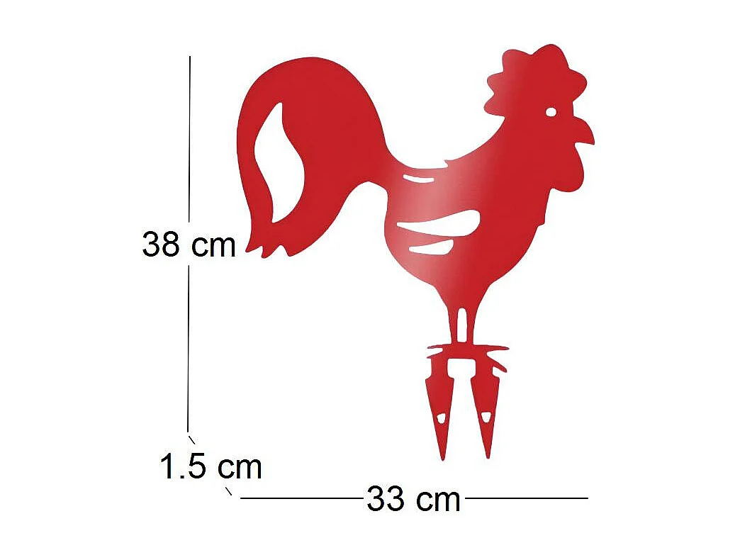 Coq décoratif en acier coloré sur pic