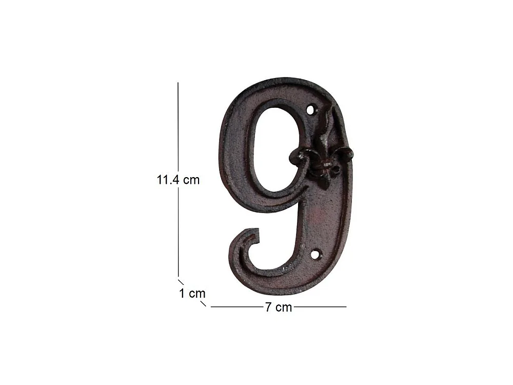 Hausnummer in Gusseisen 9 11,4x7.2x1cm