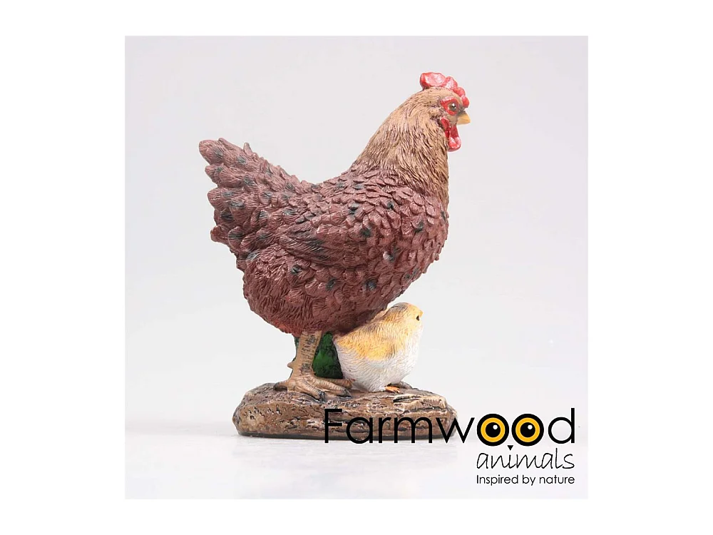 Henne mit Küken aus Kunstharz 15 x 11 x 20 cm