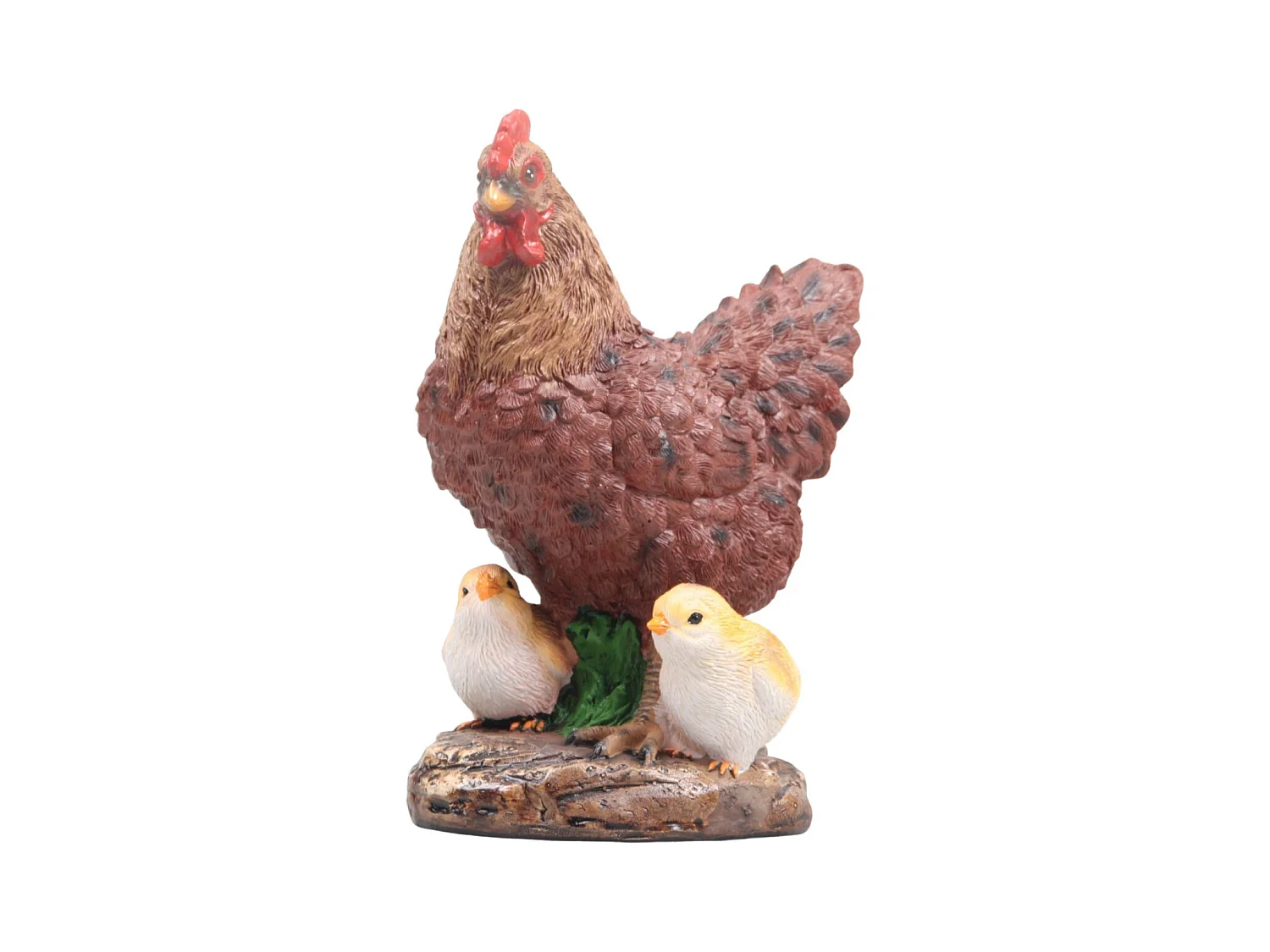 Poule avec poussins en résine 15 x 11 x 20 cm