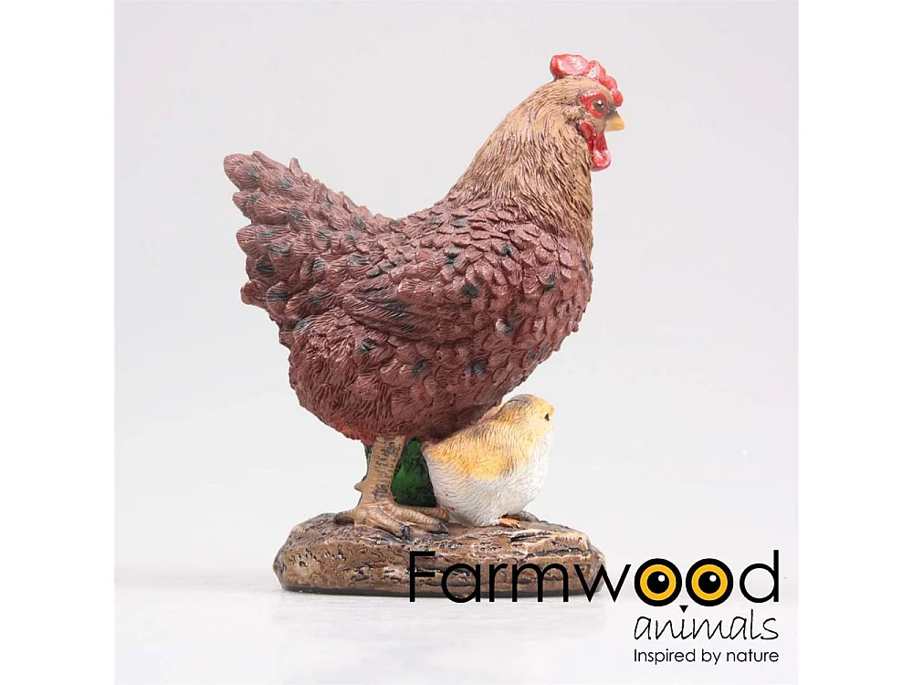 Poule avec poussins en résine 15 x 11 x 20 cm