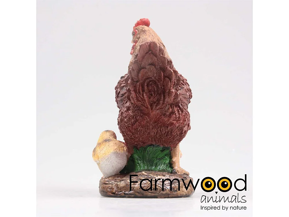 Poule avec poussins en résine 15 x 11 x 20 cm