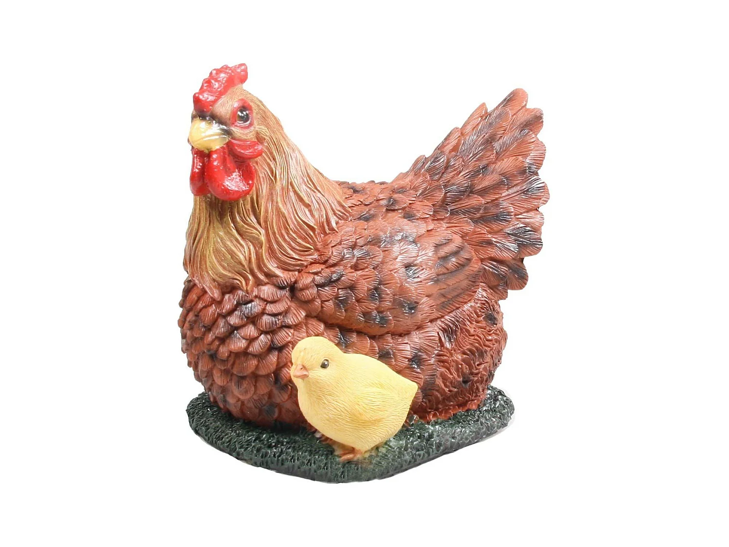 Poule couvant avec poussin en résine 17 x 23 x 19 cm