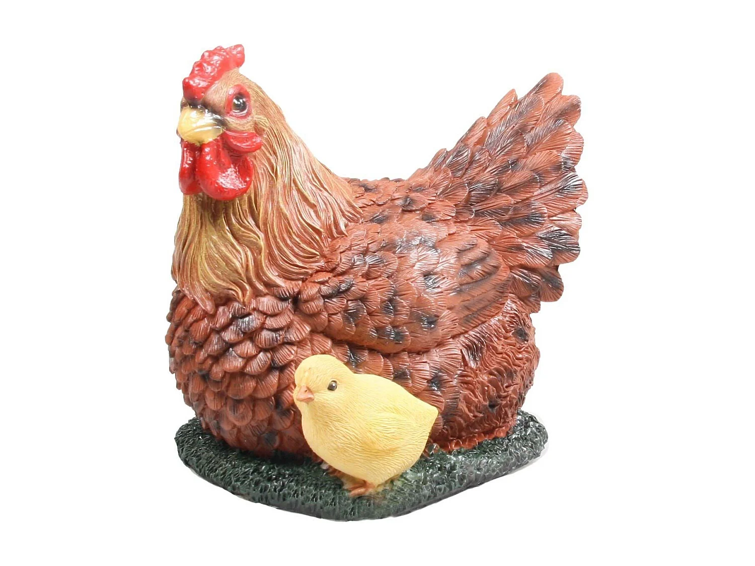 Poule couvant avec poussin en résine 17 x 23 x 19 cm