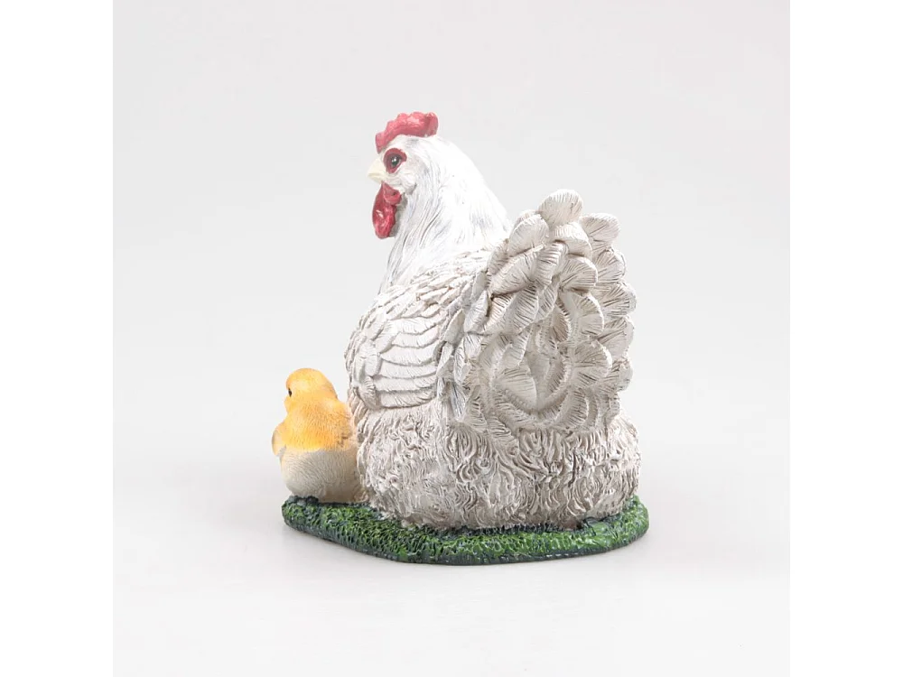 Poule couvant avec poussin en résine 17 x 23 x 19 cm