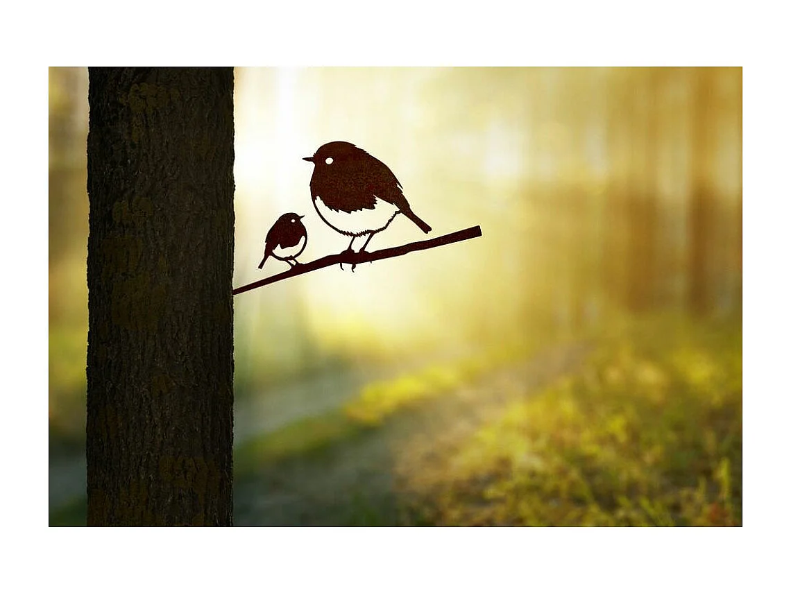 Rotkehlchenfiguren zum Stecken aus Cortenstahl