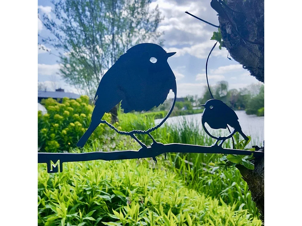 Rotkehlchenfiguren zum Stecken aus Cortenstahl