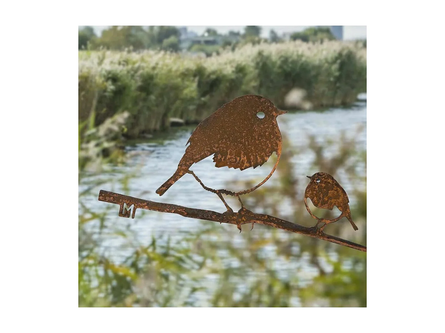 Rotkehlchenfiguren zum Stecken aus Cortenstahl