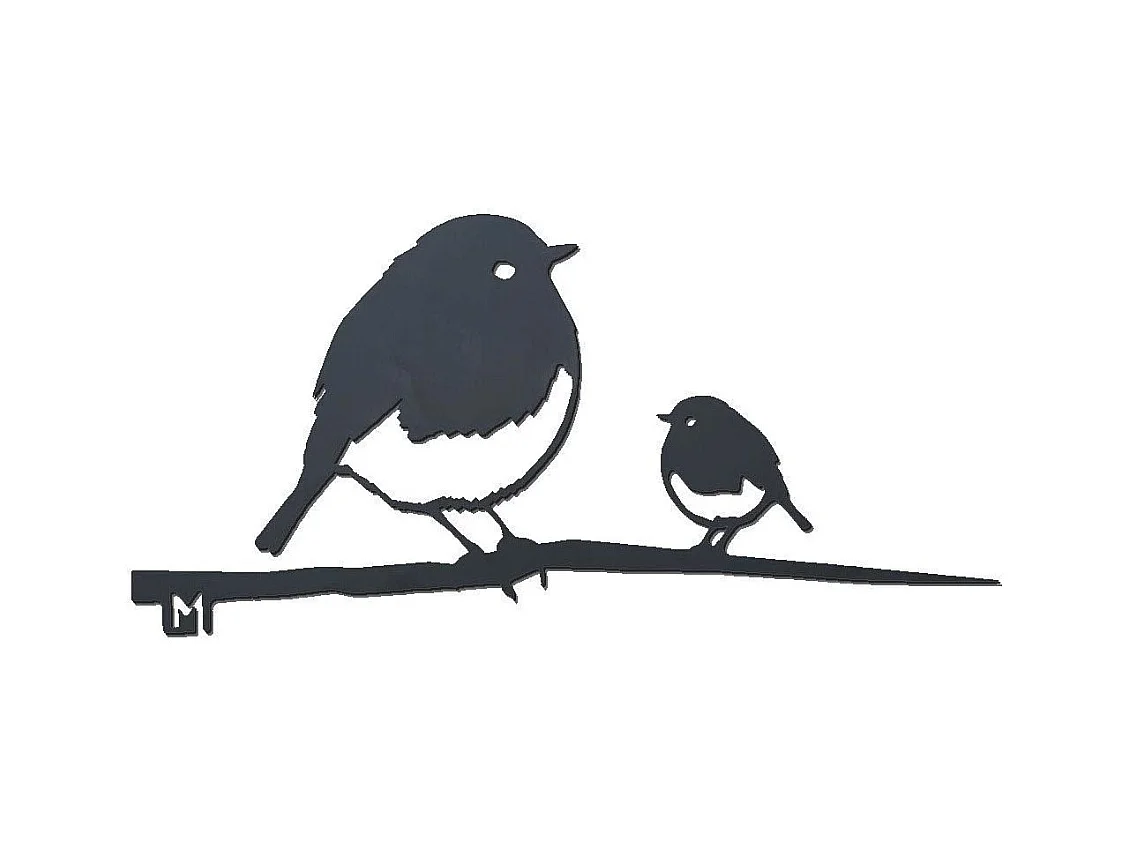 Oiseaux sur pique couple de rouge-gorge en acier corten