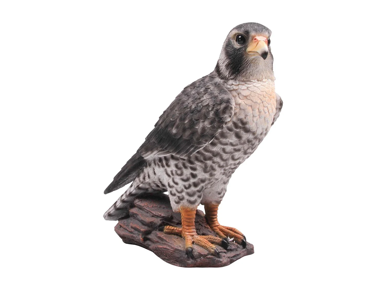 Faucon sur branche en résine Gris