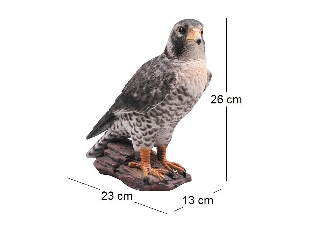 Faucon sur branche en résine Gris