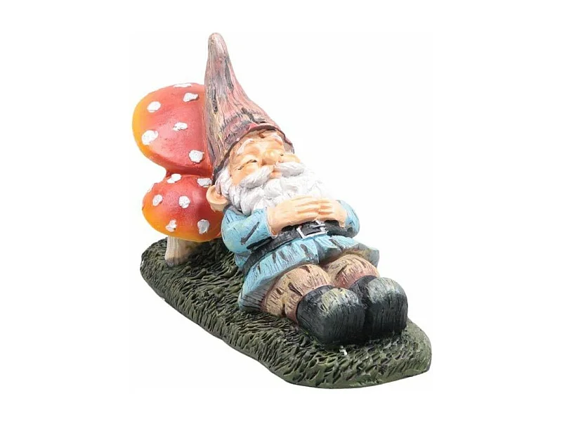 Mini nain de jardin en résine Allongé champignon