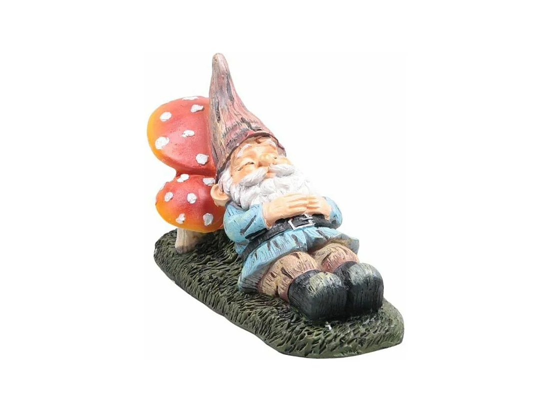 Mini nain de jardin en résine Allongé champignon
